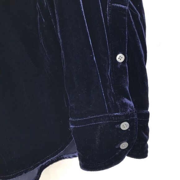 J. Crew Navy Blue Velvety Velour Button Up Pocket Chest Long Sleeve Shirt - Picture 13 of 16